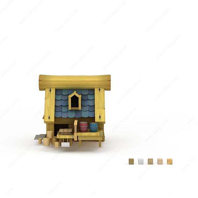 实木小房子3D模型