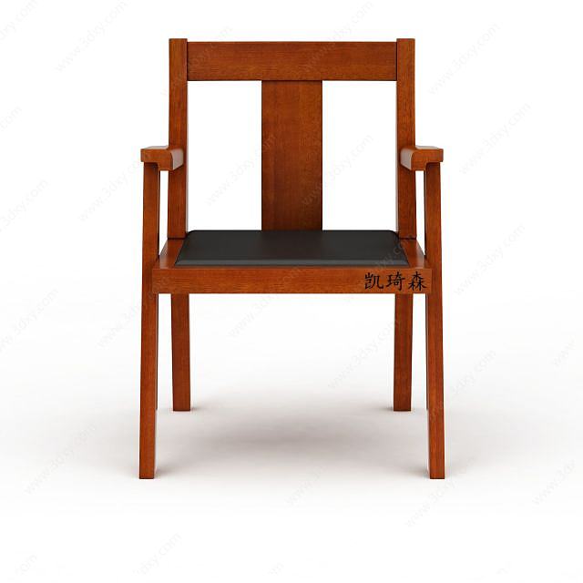 中式实木办公椅3D模型