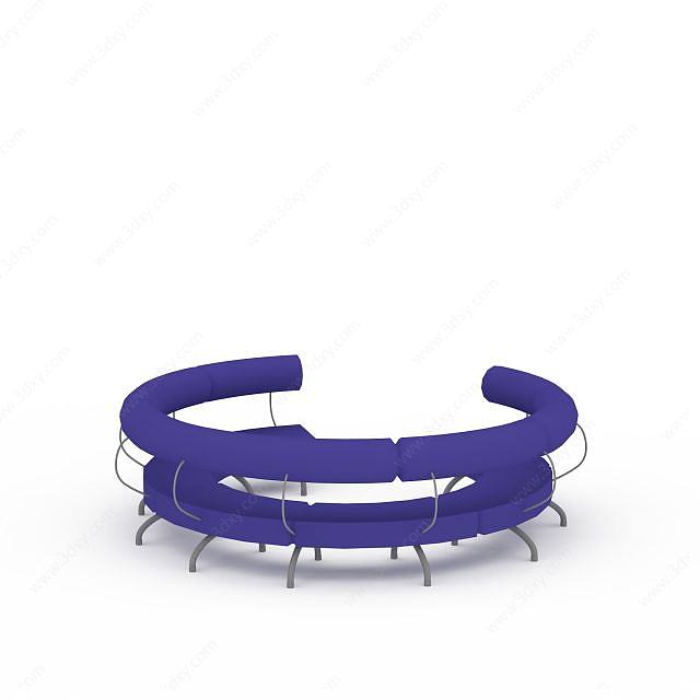 现代紫色圆形沙发椅3D模型