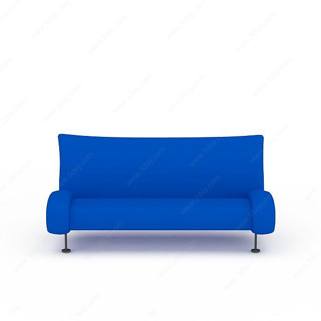 时尚蓝色多人沙发3D模型