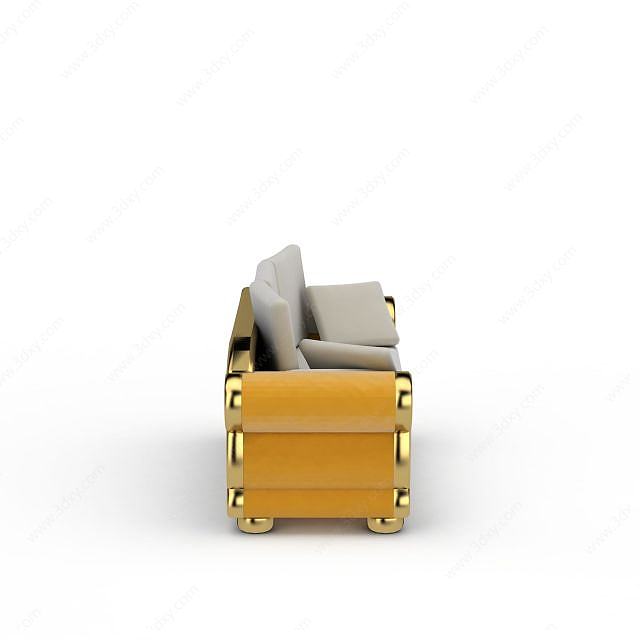 时尚金色双人沙发3D模型