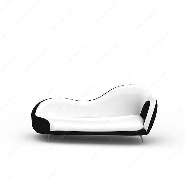 现代黑白拼色双人沙发3D模型