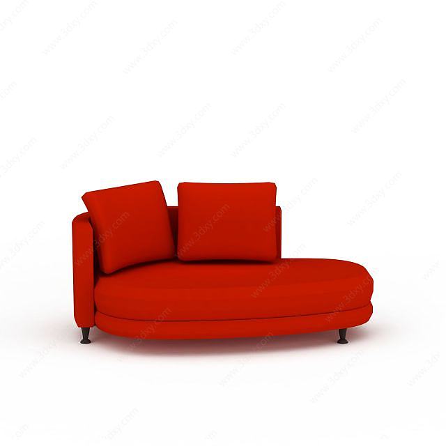 时尚橘色双人沙发3D模型