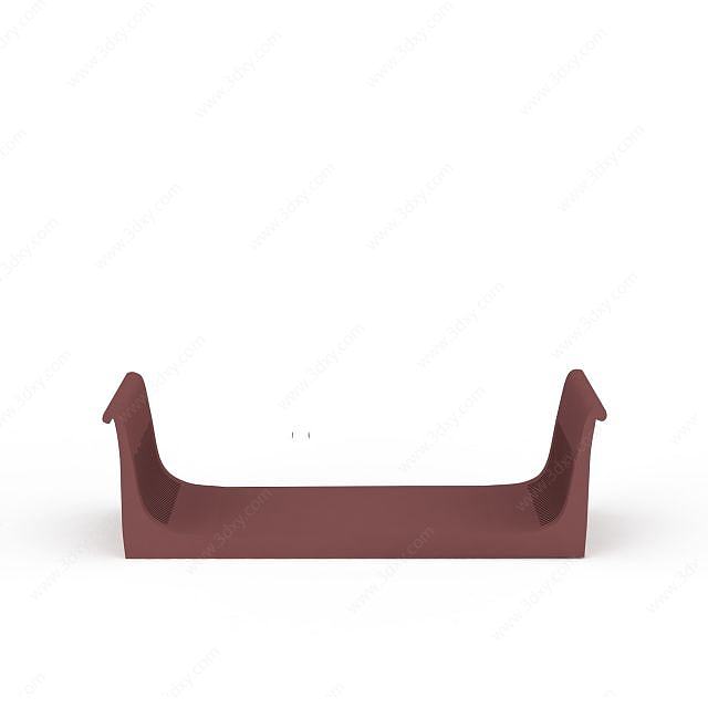 现代红色实木沙发床3D模型
