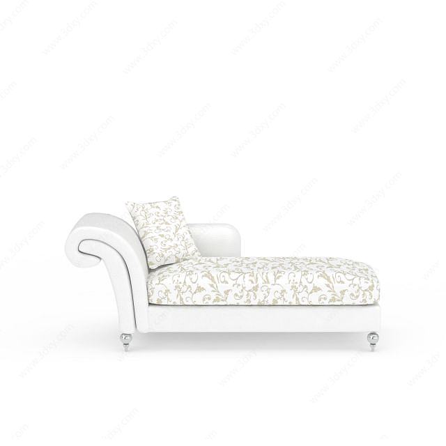 现代白色布艺沙发床3D模型