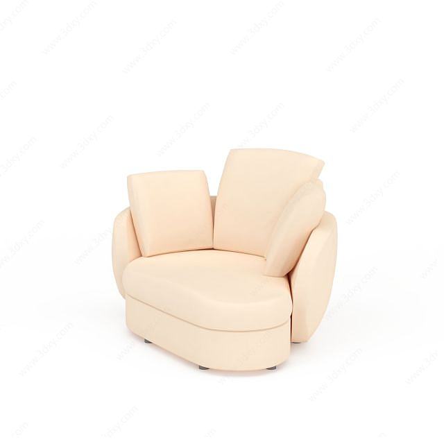 现代米色布艺沙发椅3D模型
