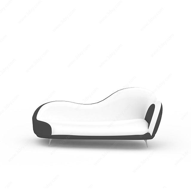 现代黑白拼色沙发床3D模型