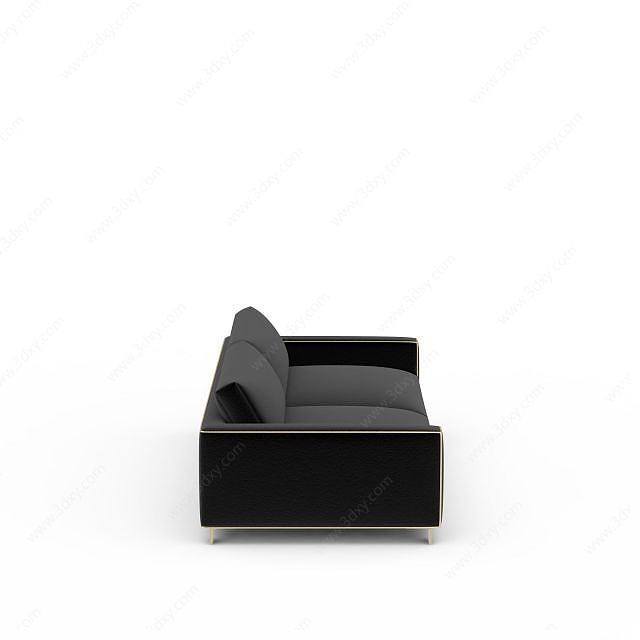 黑色真皮双人沙发3D模型