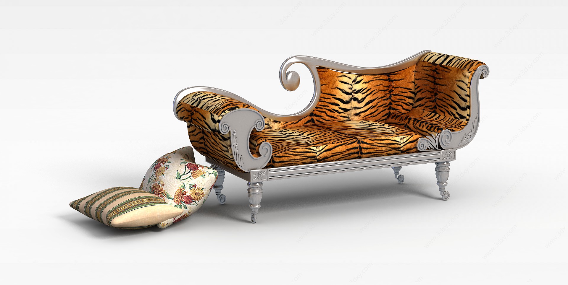 时尚豹纹布艺沙发床3D模型