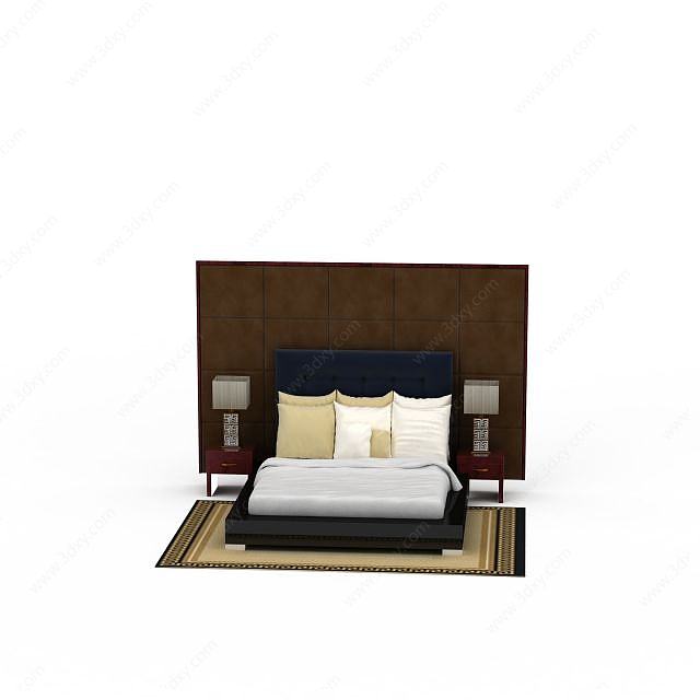 现代风格双人软床3D模型