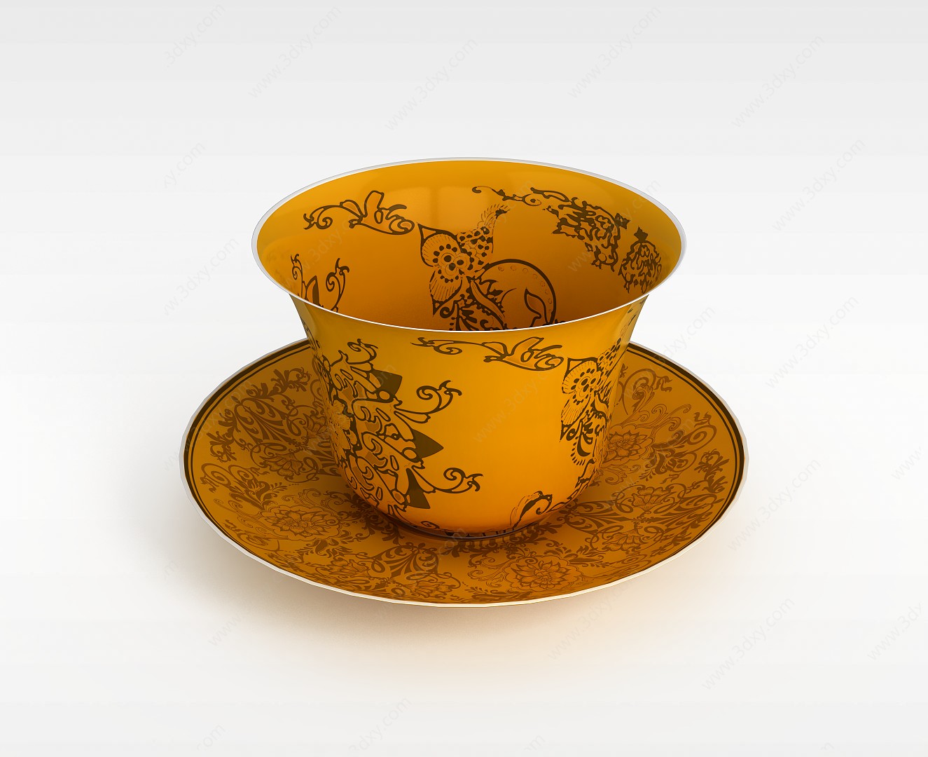 陶瓷雕花茶杯3D模型