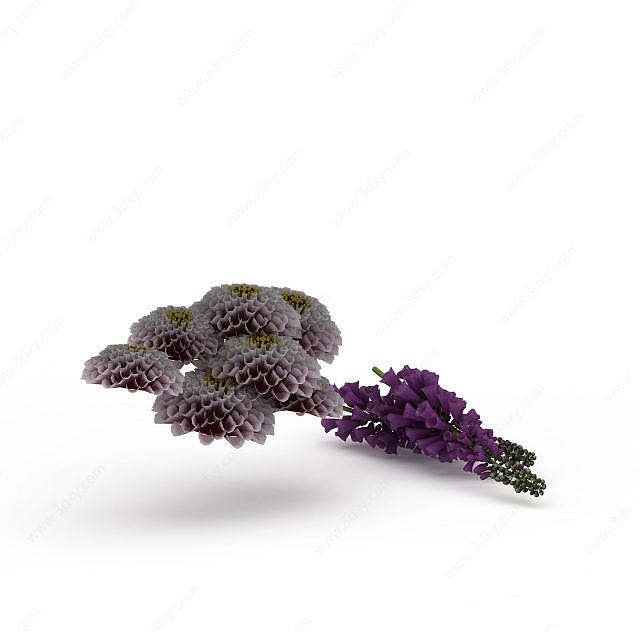 紫色花束3D模型