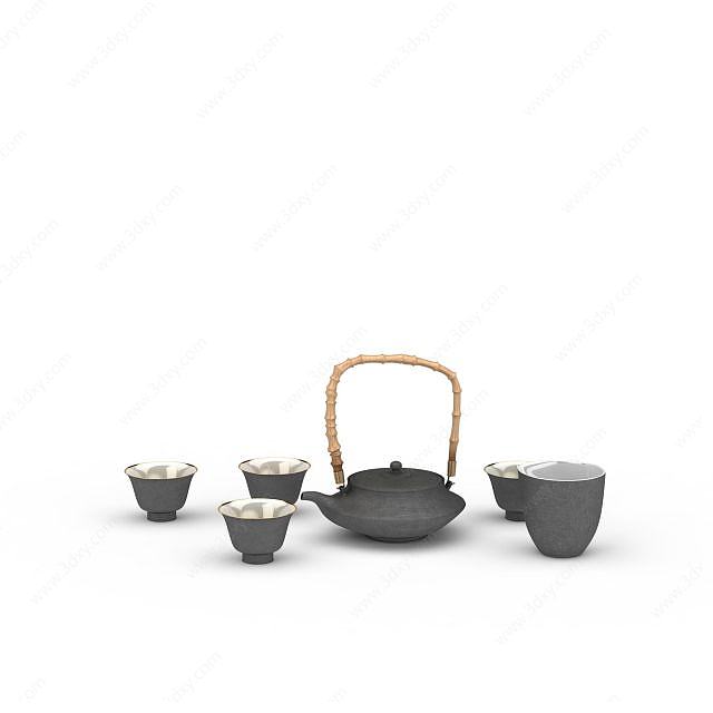 中式茶具3D模型