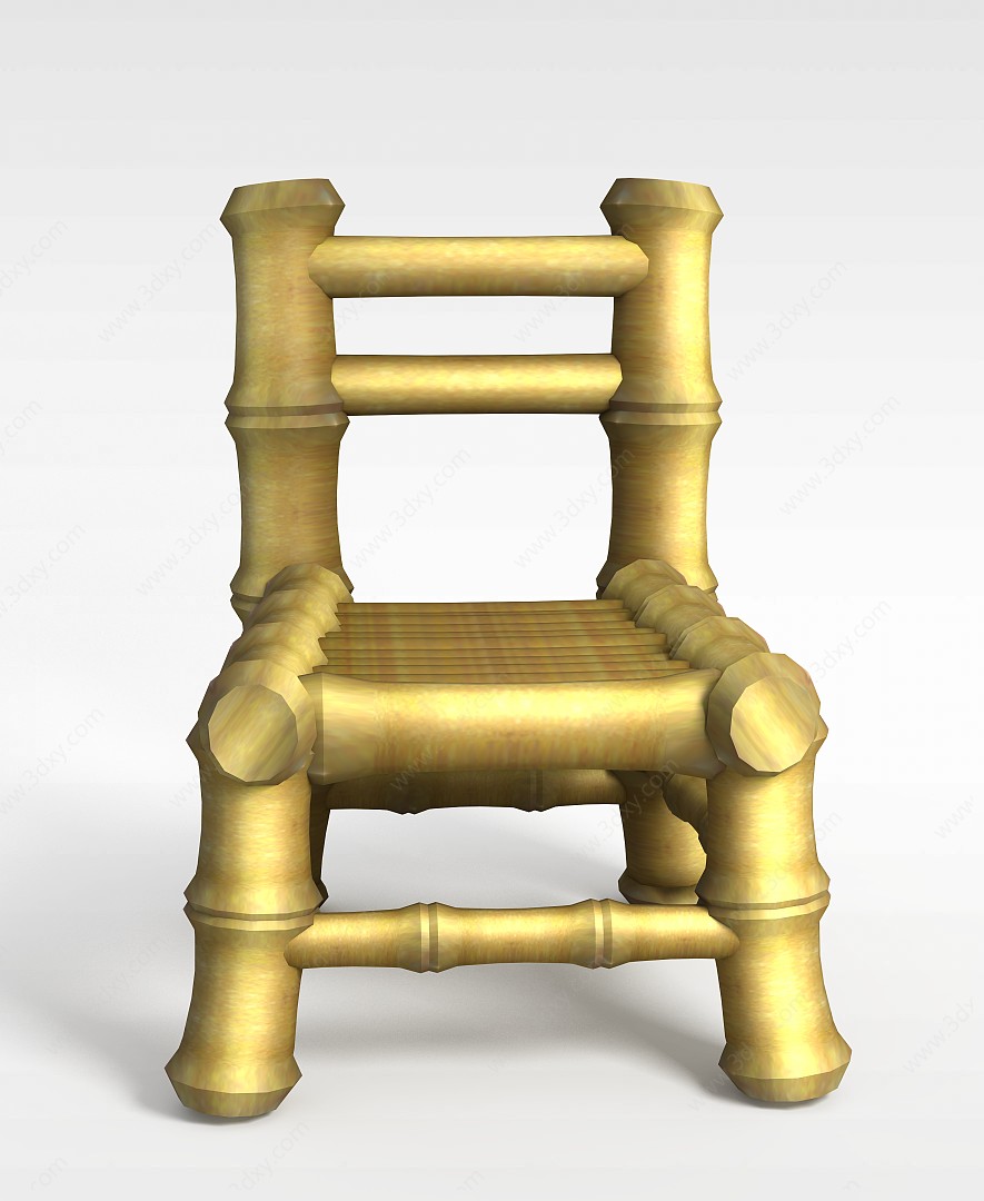 游戏场景道具竹椅3D模型