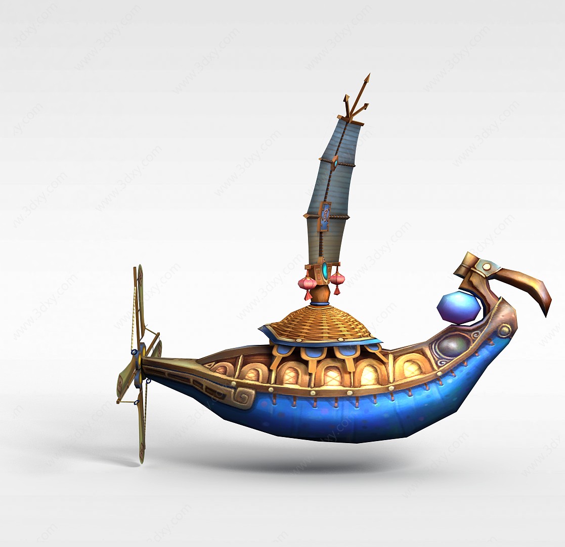 古代游戏场元素船3D模型