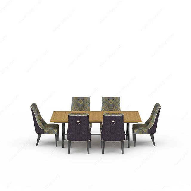 波士顿餐桌餐椅3D模型