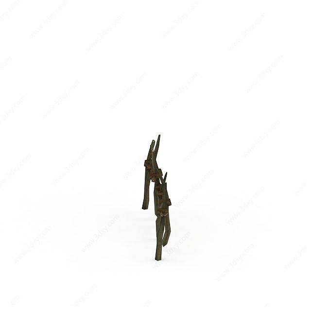 剑灵场景装饰木栅栏3D模型