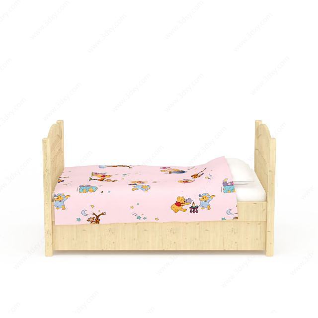 实木储物儿童床3D模型