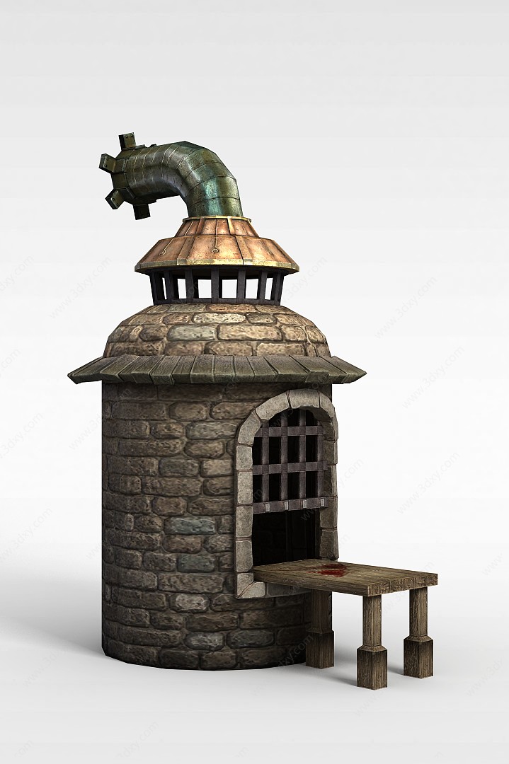 剑灵游戏场景建筑古窑3D模型