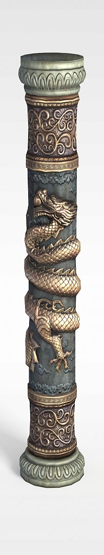 剑灵场景道具雕龙柱3D模型