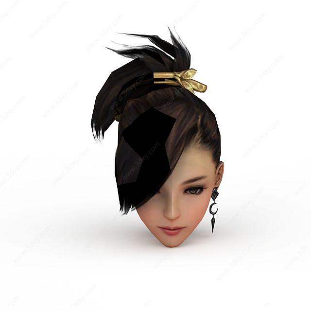 剑网三美女发型3D模型