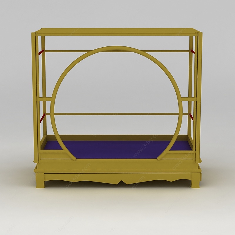 中式四柱拱门床3D模型
