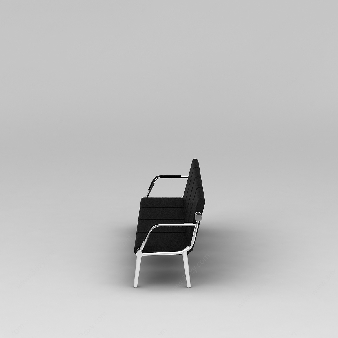公共场所黑色长排椅3D模型