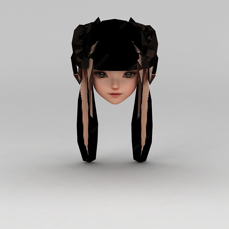剑网三游戏人物女发型3D模型