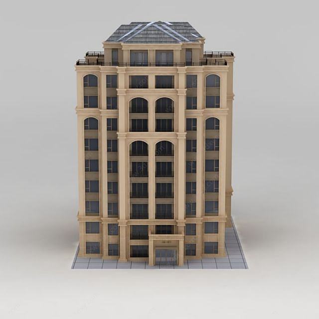 欧式商业住宅楼3D模型