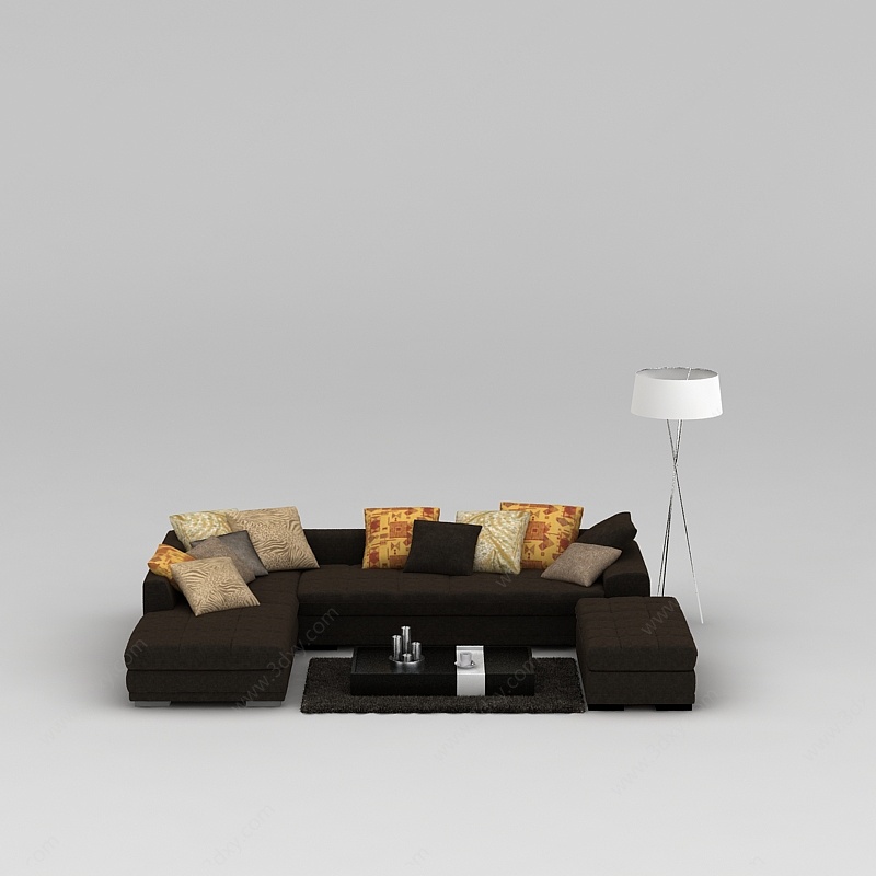 现代休闲布艺组合沙发3D模型