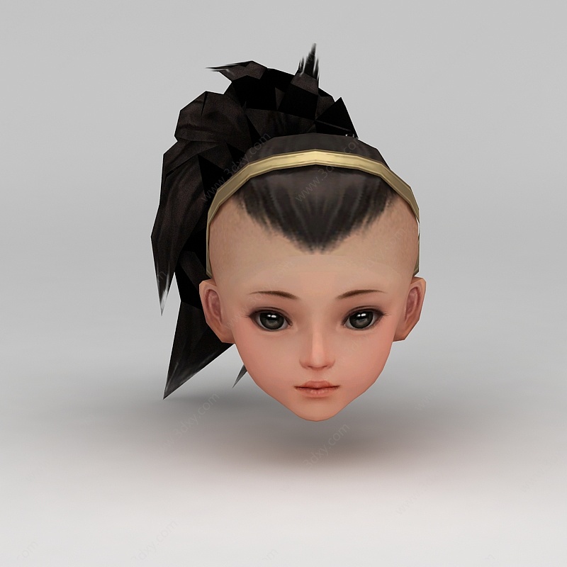 剑网三游戏人物发型发饰3D模型
