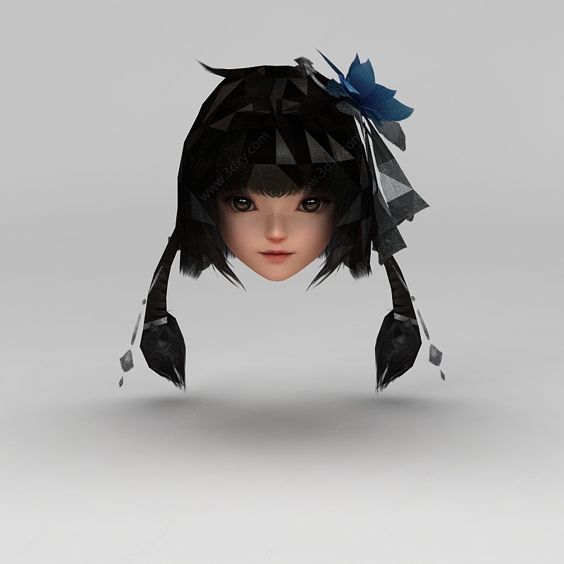 剑网三女子发型配饰3D模型