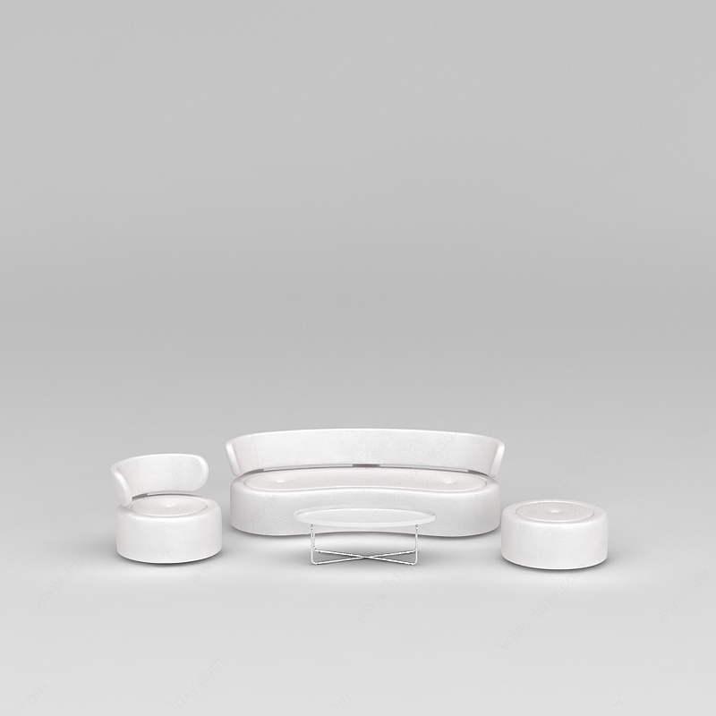 现代白色沙发茶几组合3D模型