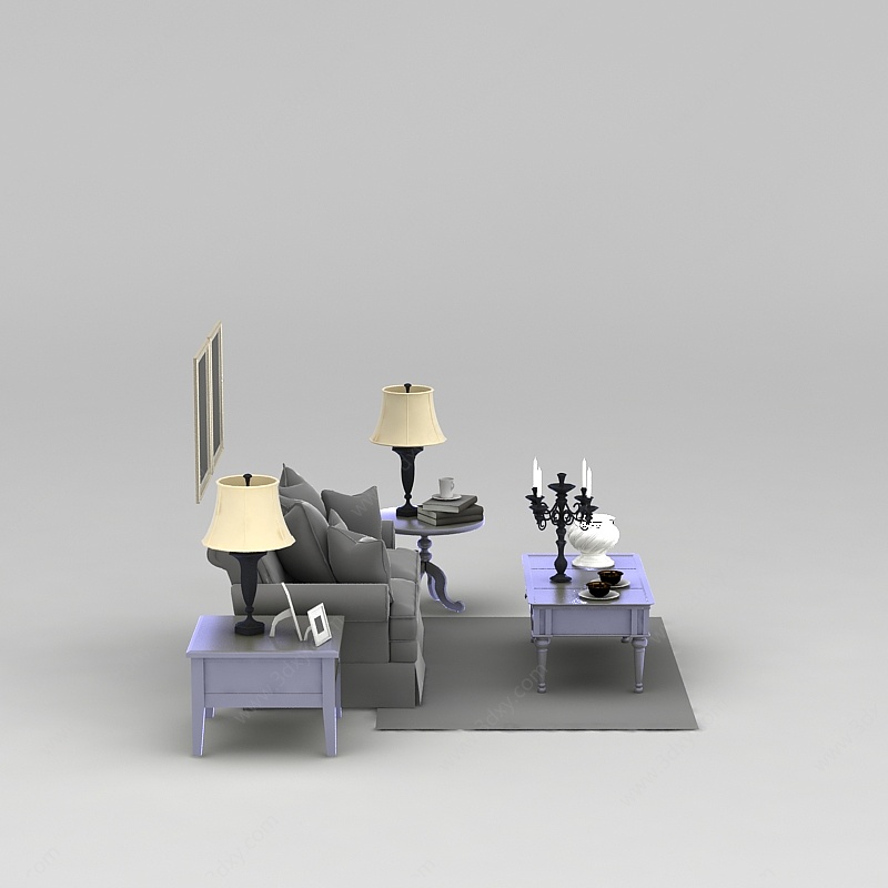现代沙发茶几整体家具3D模型