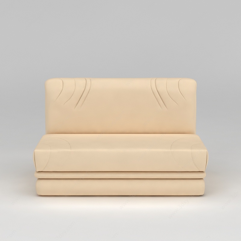 现代皮质米色双人沙发3D模型