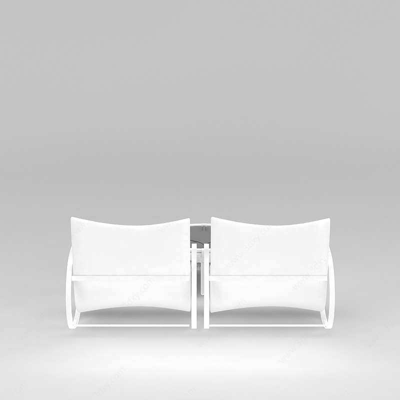 白色铁艺沙发茶几组合3D模型