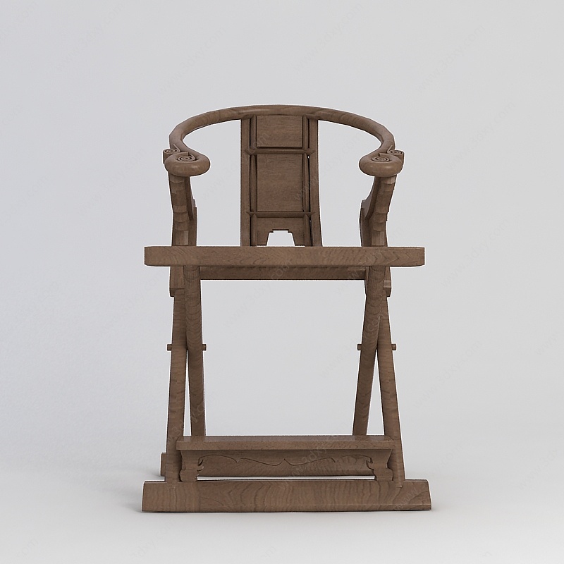 新中式实木折叠座椅3D模型
