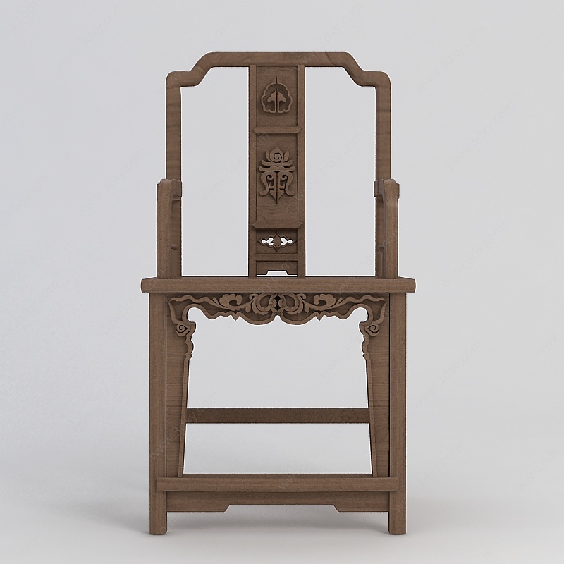 中式红木雕花太师椅3D模型