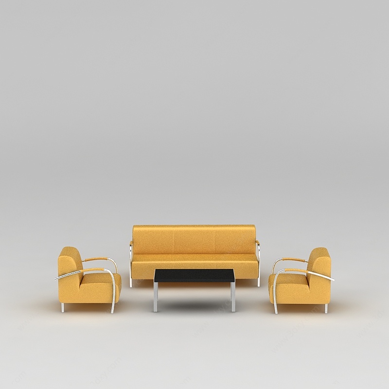 黄色现代时尚沙发组合3D模型