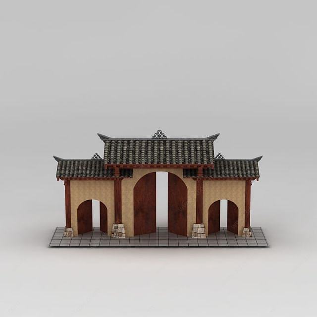 川西风格的门头3D模型