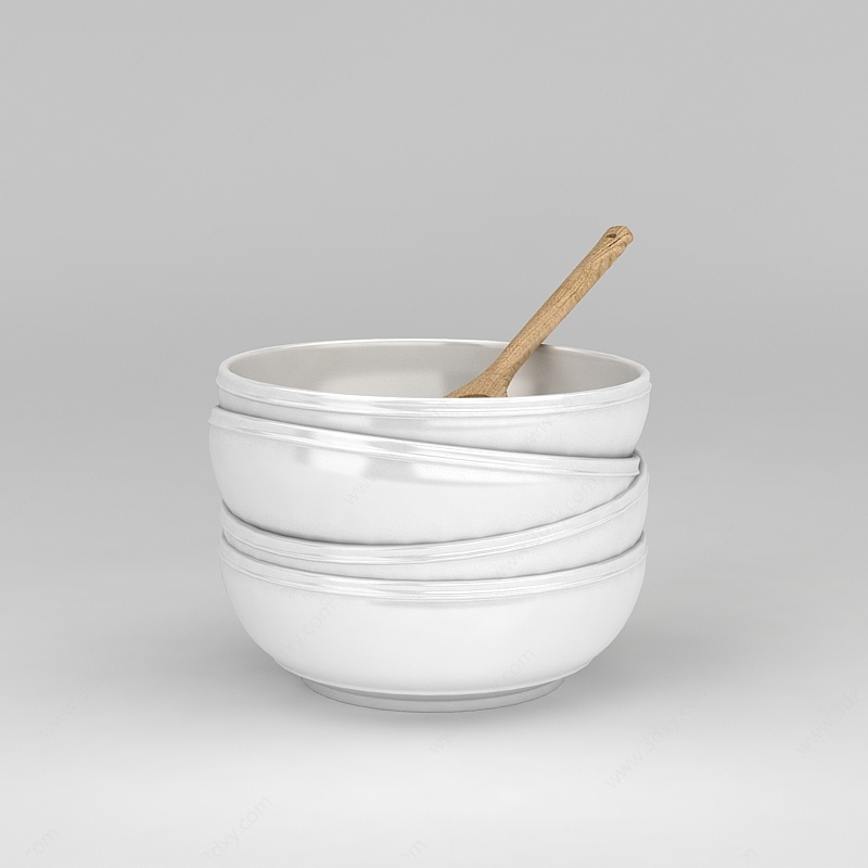 白色陶瓷餐具碗3D模型