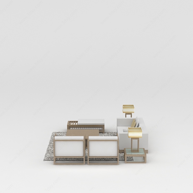 现代简约客厅组合沙发3D模型