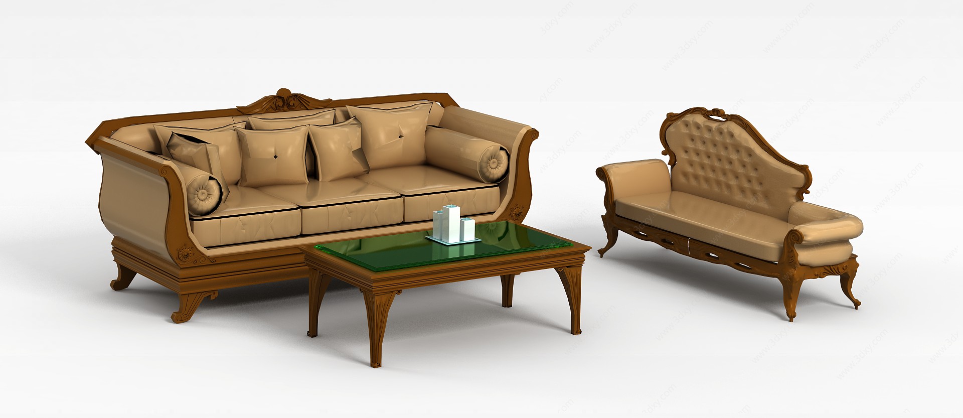 豪华实木欧式沙发组合3D模型