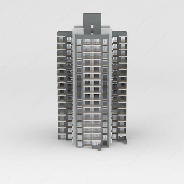 现代高层住宅楼3D模型