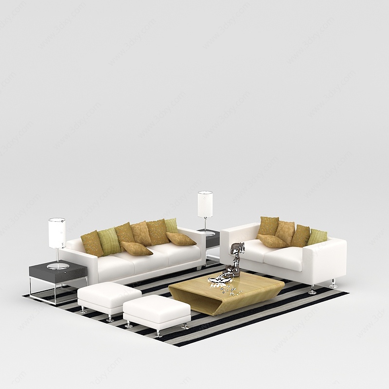 现代客厅精美组合沙发3D模型