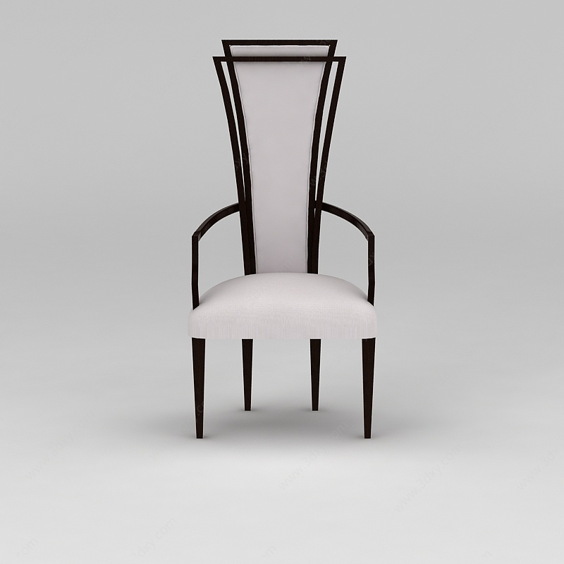 简约黑色实木椅3D模型