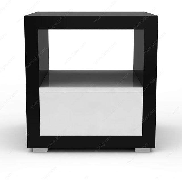 简约黑白拼色实木柜子3D模型