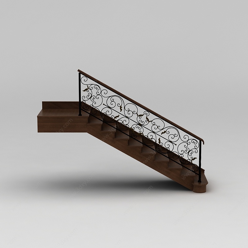 欧式实木楼梯3D模型