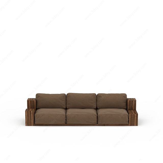 现代浅棕色布艺沙发3D模型