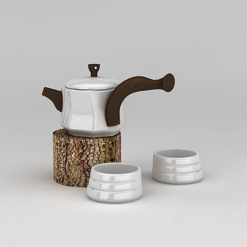 茶壶茶杯套装3D模型